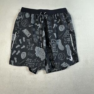 Nike Shorts Mens Medium Air Nathan Bell Graffiti Print Reflective Lined AT7807
